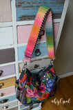 Hand Made Purse Strap, "Ombre Rainbow" Chevron Back, Adjustable Strap, approx. 26 to 44.5 inches