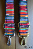 Made Purse Strap, "Paradise" Black Back, Adjustable Strap, approx. 26.5 to 45.5 inches