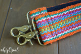 Hand Made Purse Strap, Peruvian Wool with Black Back, Cross Body Strap, 37 inches