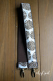 Hand Made Purse Strap, Brown Philodendron Leaves, Brown Back, Over the Shoulder Strap 26 inches