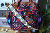 Hand Made Purse Strap, Brown Philodendron Leaves, Brown Back, Over the Shoulder Strap 26 inches