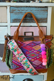 Hand Made Adjustable Purse Strap, Pink Cactus, Rainbow Back, 25.5 to 43.5 inches