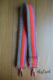 Hand Made Purse Strap, "Tropical Stripes" Chevron Back, Adjustable Strap 27 to 47 inches