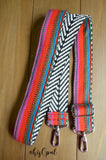 Hand Made Purse Strap, "Tropical Stripes" Chevron Back, Adjustable Strap 27 to 47 inches