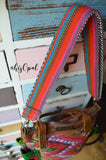 Hand Made Purse Strap, "Tropical Stripes" Chevron Back, Adjustable Strap 27 to 47 inches