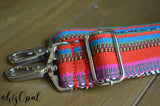 Hand Made Purse Strap, "Tropical Stripes" Chevron Back, Adjustable Strap 27 to 47 inches