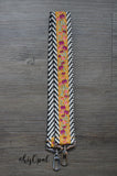 Hand Made Purse Strap, Black and White with Poppies, Over the Shoulder Strap, 24 inches