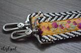 Hand Made Purse Strap, Black and White with Poppies, Over the Shoulder Strap, 24 inches