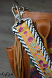 Hand Made Purse Strap, Black and White with Poppies, Over the Shoulder Strap, 24 inches