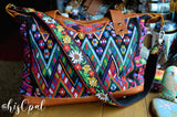 Hand Made Purse Strap, Primary Edelweiss Floral Black Back, Over the Shoulder Strap 28 inches