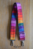 Hand Made Purse Strap, "Primary Rainbow" Adjustable Strap, approx. 25.5 to 44.5 inches