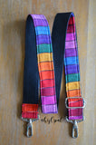 Hand Made Purse Strap, "Primary Rainbow" Adjustable Strap, approx. 25.5 to 44.5 inches