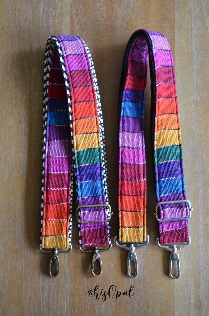 Hand Made Purse Strap, "Primary Rainbow" Adjustable Strap, approx. 25.5 to 44.5 inches