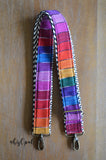 Hand Made Purse Strap, "Primary Rainbow" Adjustable Strap, approx. 25.5 to 44.5 inches