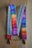 Hand Made Purse Strap, "Primary Rainbow" Adjustable Strap, approx. 25.5 to 44.5 inches