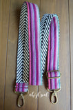 Hand Made Purse Strap, "Baja" Chevron Back, Adjustable Strap, 28 to 48.5 inches