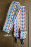 Hand Made Purse Strap, Rainbow, Adjustable Strap, approx. 24.5 to 41.5 inches