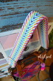 Hand Made Purse Strap, Rainbow, Adjustable Strap, approx. 24.5 to 41.5 inches