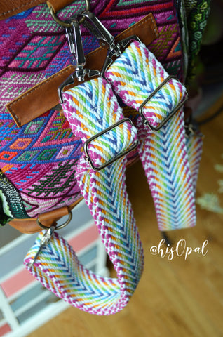 Hand Made Backpack Straps, Rainbow Chevron, adjustable straps, purse strap