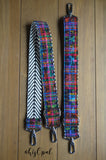 Hand Made, Adjustable Backpack Straps, "Rainbow Corte" Black and White Chevron Back, purse strap