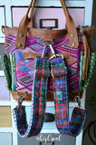 Hand Made, Adjustable Backpack Straps, "Rainbow Corte" Black and White Chevron Back, purse strap