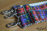 Hand Made, Adjustable Backpack Straps, "Rainbow Corte" Black and White Chevron Back, purse strap