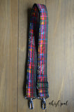 Extra Long Hand Made Purse Strap, "Rainbow Corte" Black Back, Adjustable Strap, 32.5 to 58 inches
