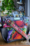 Extra Long Hand Made Purse Strap, "Rainbow Corte" Black Back, Adjustable Strap, 32.5 to 58 inches