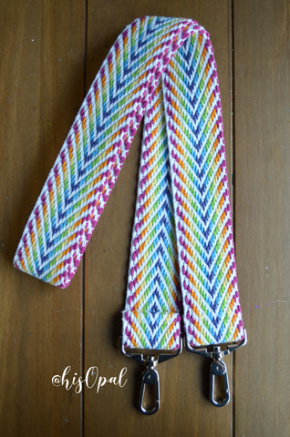 Hand Made Purse Strap, Rainbow, Cross Body Strap, 39 inches