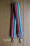 Hand Made Purse Strap, "Blue Lagoon" Chevron Back, Adjustable Strap, approx. 26.5 to 45.5 inches