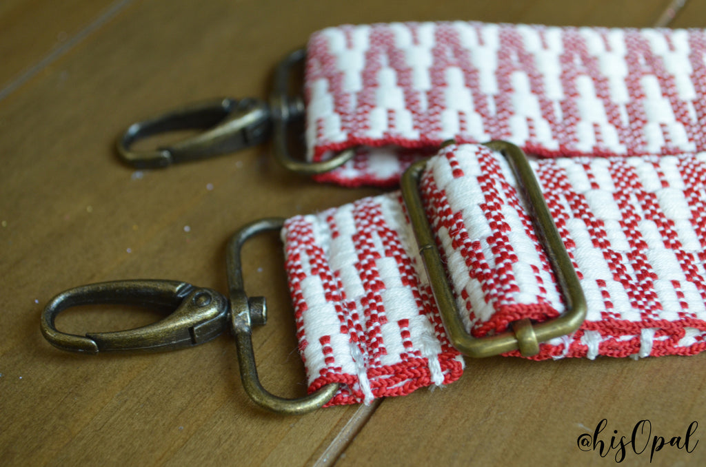 Hand Made Purse Strap, Black and White Zig Zag, Adjustable Cross