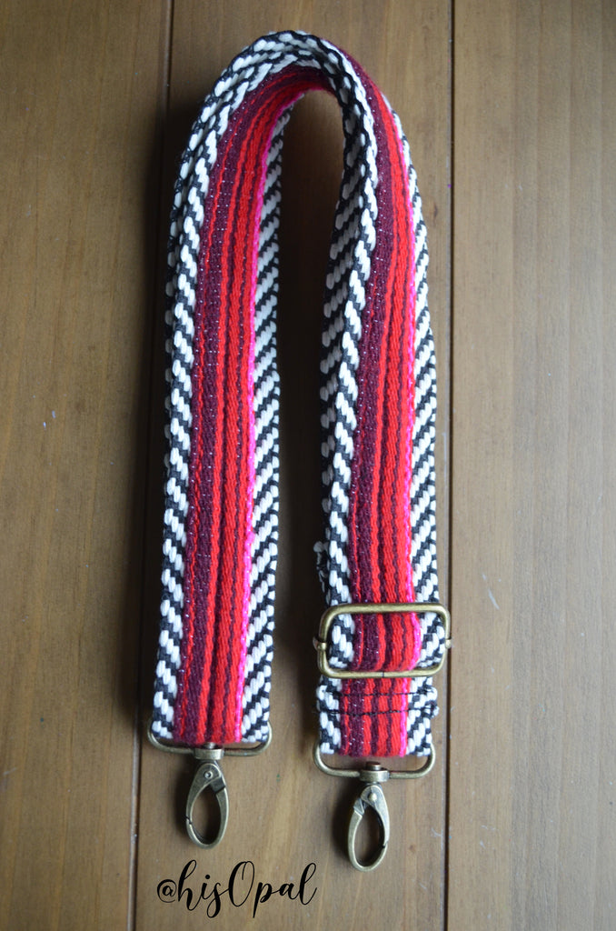 Hand Made Purse Strap, "Mexico" Chevron Back, Adjustable Strap, 24 to 41 inches