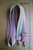 Hand Made Purse Strap, "Minty Fresh" Chevron Back, Extra Long Adjustable Strap, 30 to 53 inches
