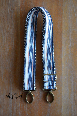 Hand Made Purse Strap, "Santorini" Chevron Back, Adjustable Strap approx. 27 to 46 inches