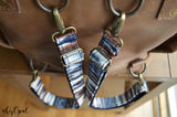 Hand Made, Adjustable Backpack Straps, One Inch Wide "Santorini/Chai" Black Back, purse strap
