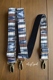 Hand Made, Adjustable Backpack Straps, One Inch Wide "Santorini/Chai" Black Back, purse strap