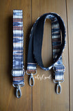 Hand Made, Adjustable Backpack Straps, One Inch Wide "Santorini/Chai" Black Back, purse strap