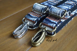 Hand Made, Adjustable Backpack Straps, One Inch Wide "Santorini/Chai" Black Back, purse strap