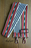 Hand Made Purse Strap, 2 inches wide "Sedona" Black and White Striped Back, Adjustable Strap, 27 to 46 inches