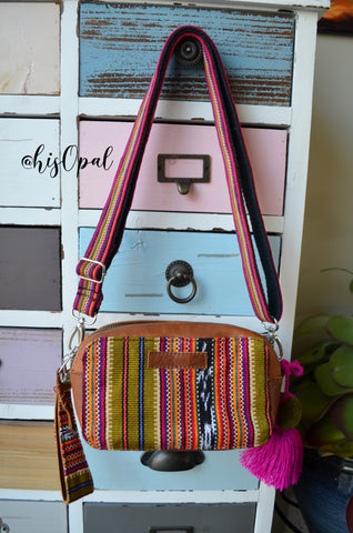 Hand Made Purse Strap, "Sedona" Black Back Extra Long Adjustable Strap 27.5 to 49.5 inches