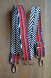 Hand Made Purse Strap, "Sedona" Chevron Back, Adjustable Strap, 27 to 46 inches