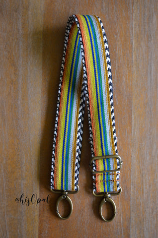 Hand Made Purse Strap, "Sol" Chevron Back, Adjustable Strap, approx. 26.5 to 44 inches