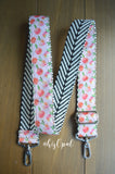 Hand Made Adjustable Purse Strap, Summer Peaches, Chevron Back, 26 to 44.5 inches