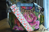 Hand Made Adjustable Purse Strap, Summer Peaches, Chevron Back, 26 to 44.5 inches