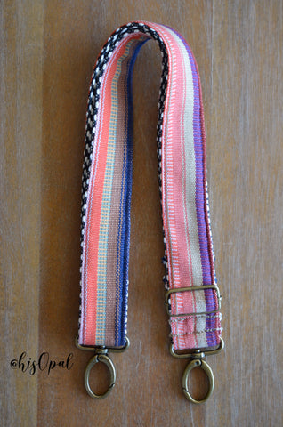 Hand Made Purse Strap, "Dual Sunset" Chevron Back, Adjustable Strap, 26 to 45 inches