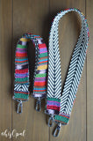 Hand Made, Adjustable Backpack Straps, "Tropical Stripes" Black and White Chevron Back, purse strap
