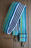Hand Made Purse Strap, 2 inches wide"Baja" Black and White Striped Back, Adjustable Strap, 26 to 44.5 inches