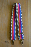 Hand Made Purse Strap, "Thin Rainbow Stripes" Chevron Back, Adjustable Strap approx. 25.5 to 44 inches