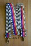 Hand Made Purse Strap, "Thin Rainbow Stripes" Chevron Back, Adjustable Strap approx. 25.5 to 44 inches