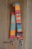 Hand Made Purse Strap, "Tropicana" Rust Back, Adjustable Strap, approx. 25 to 43 inches